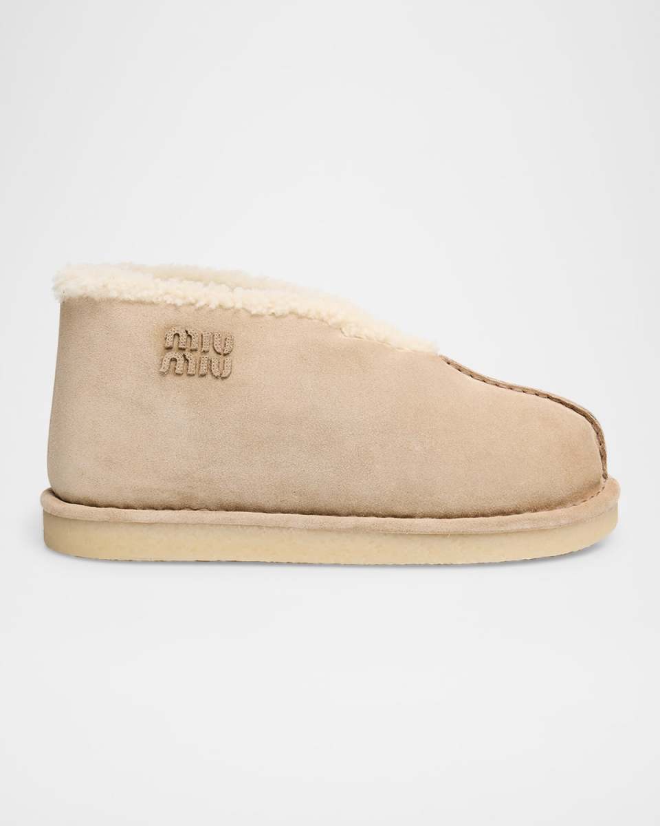 Suede Shearling-Lined Booties